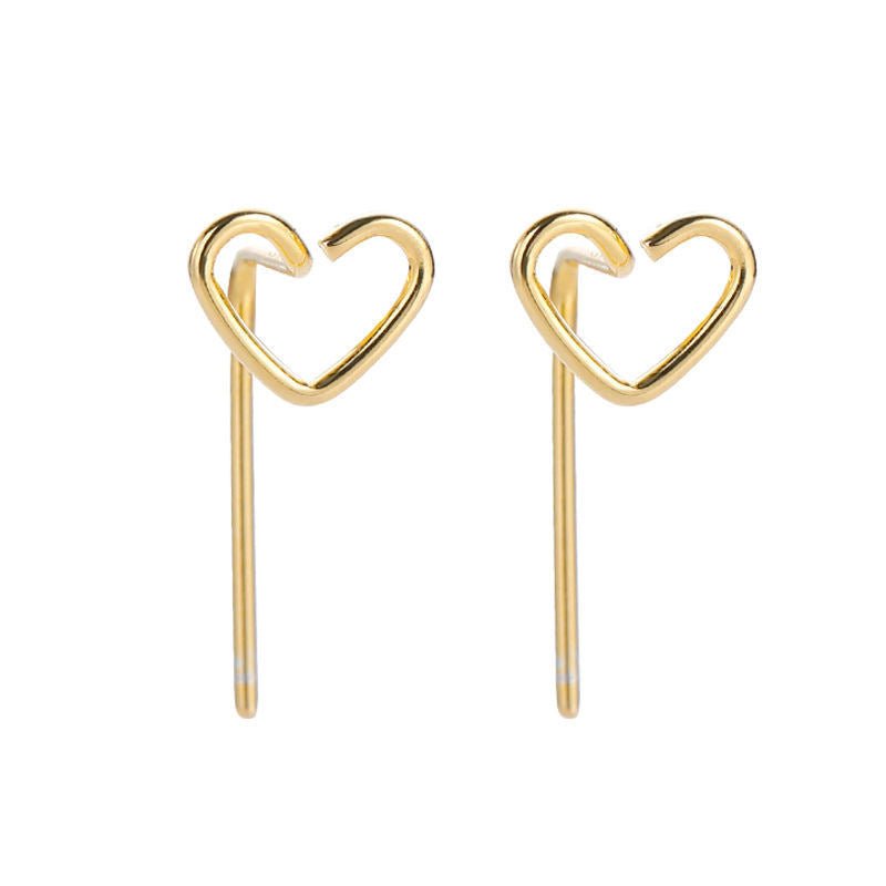 Hollow Heart Ear Studs Female Simple Cold Style