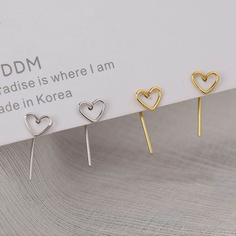 Hollow Heart Ear Studs Female Simple Cold Style