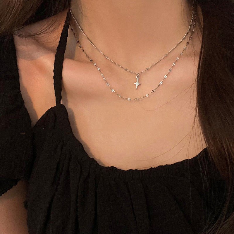 Women's Double-layer Twin Titanium Steel Necklace